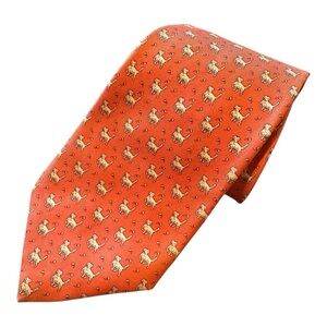 Vineyard Vines Vintage Silk Dancing Dog Neck Tie in Coral Pink